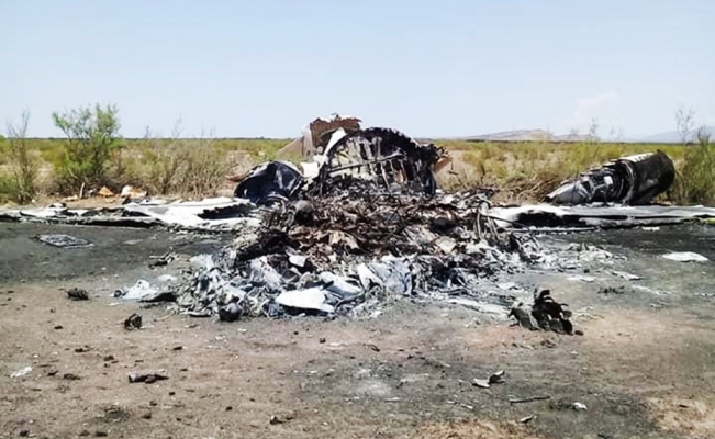Restos del avión accidentado en Coahuila