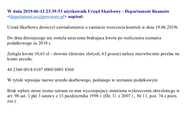 PIT za 2018 rok. Izba Administracji Skarbowej w Warszawie przed fałszywymi mailami