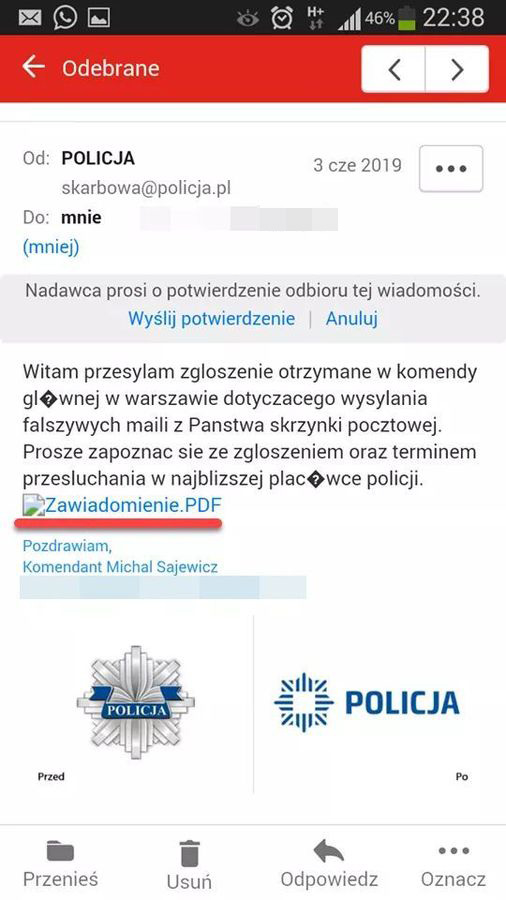 Policja ostrzega przed fałszywymi wiadomościami
