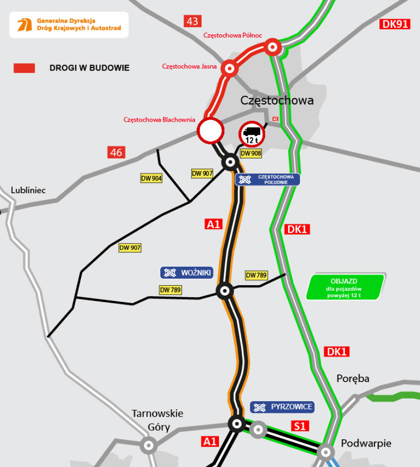 Fragment A1 Pyrzowice – Częstochowa