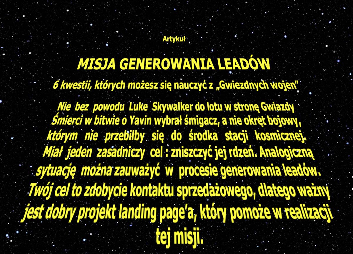 generowanie leadów – 6 kwestii, których możesz się nauczyć z „Gwiezdnych wojen”