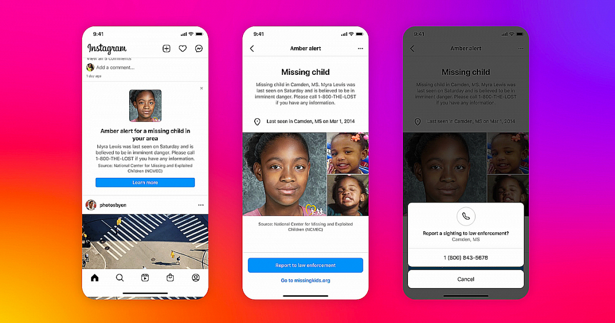 Meta запускает оповещение AMBER в Instagram, чтобы помочь найти пропавших детей