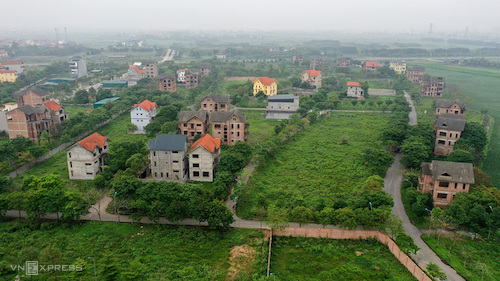 Một trong những dự án đầu tiên được triển khai tại Mê Linh, rộng 41 ha với quy hoạch hàng trăm căn biệt thự, nhà liền kề và chung cư. Ảnh: Giang Huy