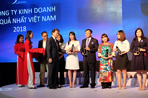 Phó Trưởng Văn phòng đại diện Vietcombank khu vực phía Nam (thứ 5 từ phải sang) nhận biểu trưng vinh danh doanh nghiệp tỷ đô.