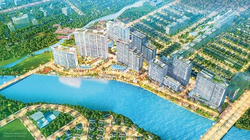 Phối cảnh block A - The Peak, chặng cuối hành trình Midtown, nằm trên thế đất gần sông nhất toàn dự án.