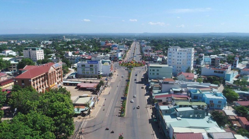 Ảnh chụp một góc thị xã Đồng Xoài, Bình Phước.