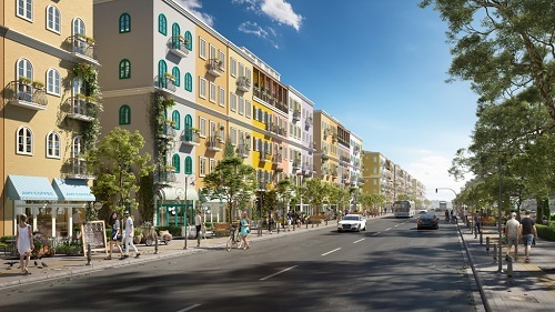 Phối cảnh dãy phố của Sun Grand City New An Thoi.