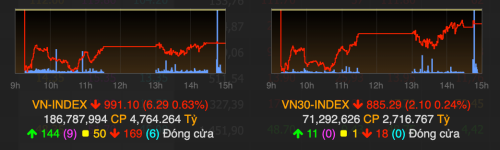 VN-Index giảm hơn 6 điểm trong phiên giao dịch 2/8. Ảnh: VNDirect