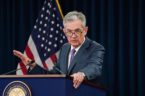 Chủ tịch Fed Jerome Powell trong họp báo hôm qua. Ảnh: Reuters