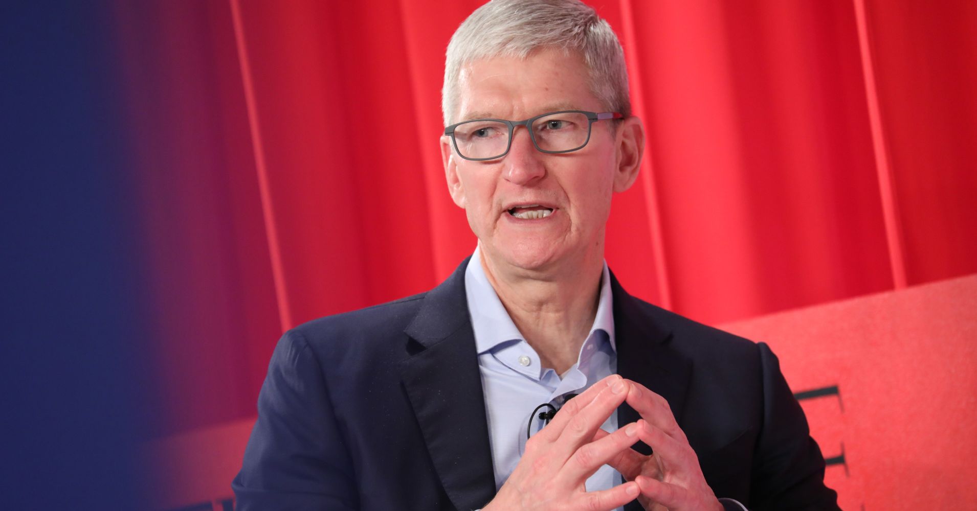 Tim Cook participates in a panel discussion during the TIME 100 Summit 2019 on April 23, 2019 in New York City.