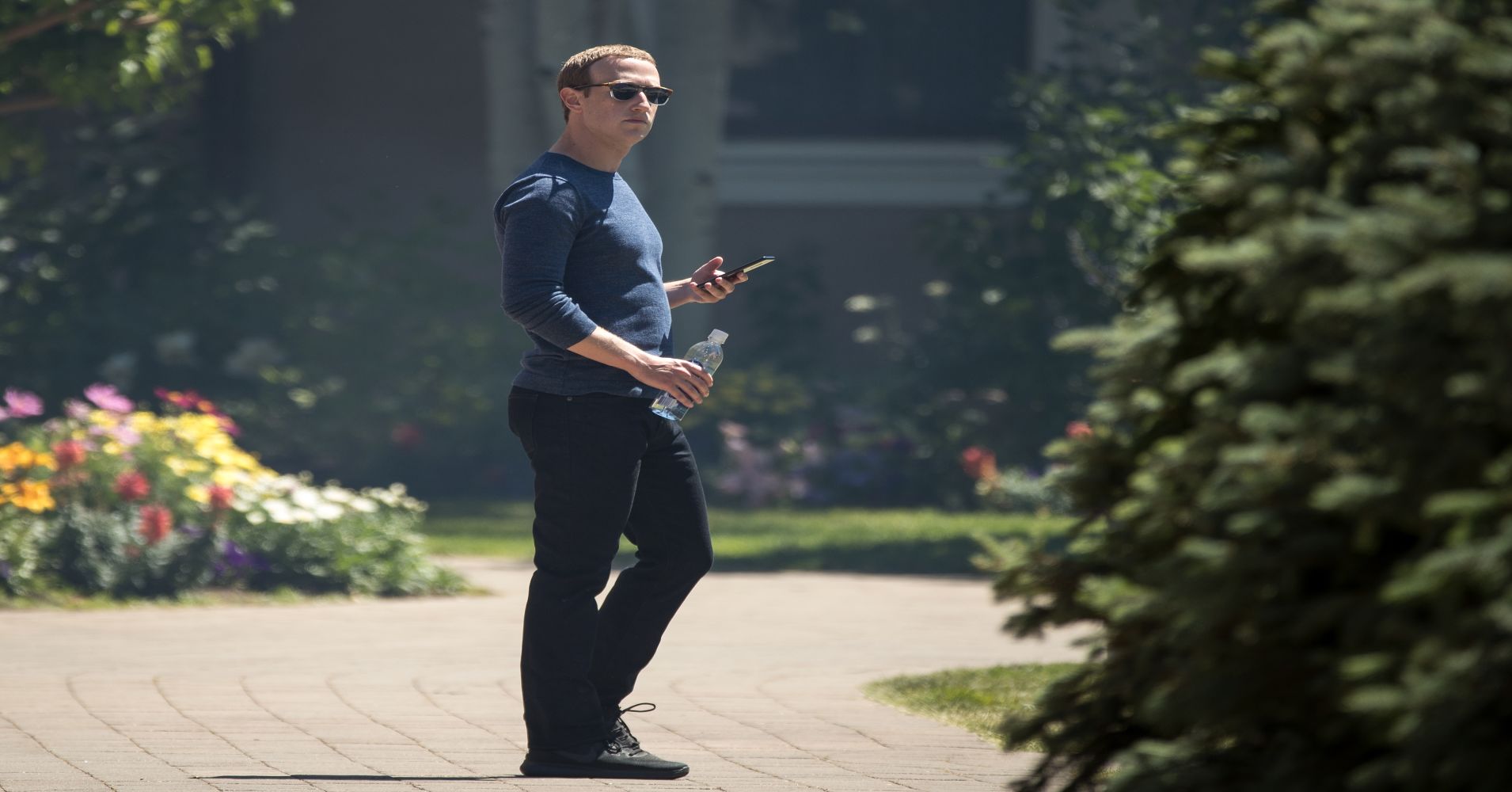 Mark Zuckerberg, chief executive officer of Facebook, attends the annual Allen & Company Sun Valley Conference, July 13, 2018 in Sun Valley, Idaho.