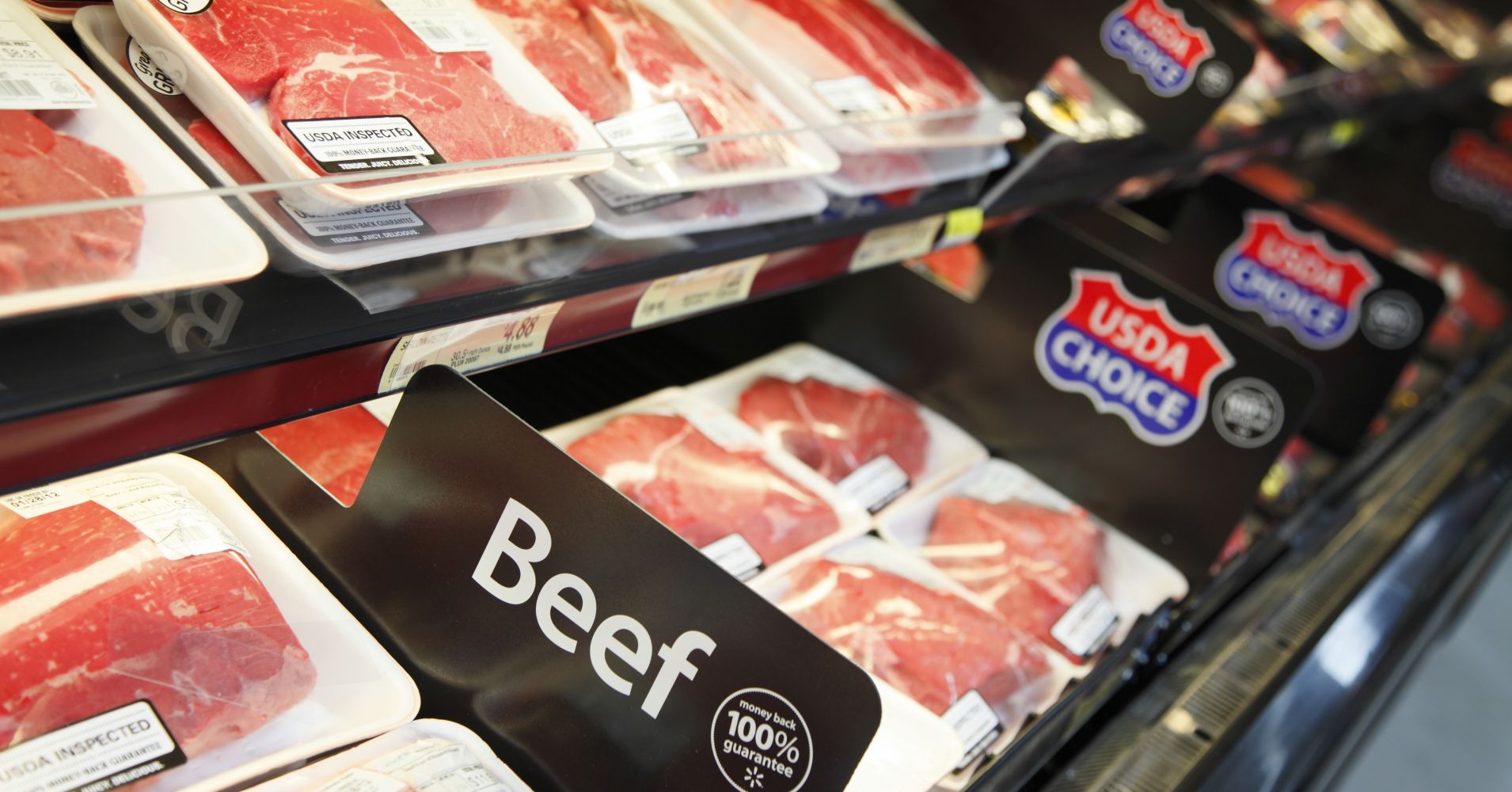 Beef can be seen on display at a WalMart store in Chicago.