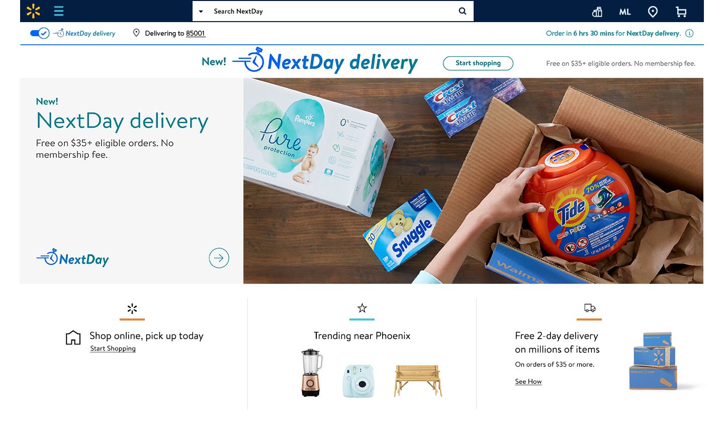 Walmart announces next-day delivery, firing back at Amazon