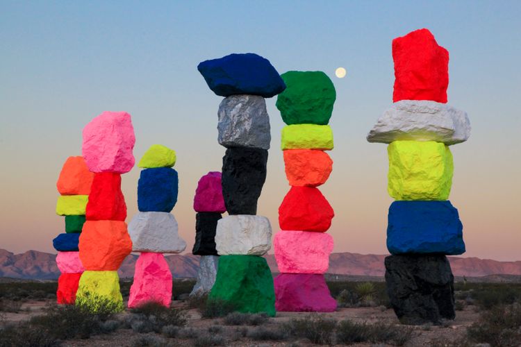Ugo Rondinone’s day-glo desert installation Seven Magic Mountains gets a fresh coat of paint