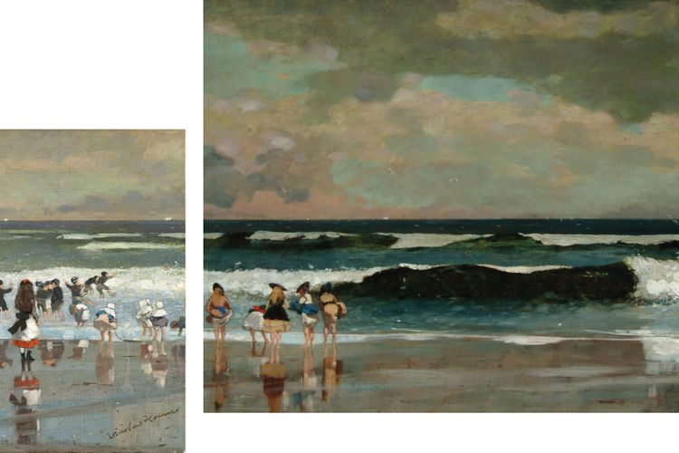 Winslow Homer beach paintings—cut in half after a bad review—reunited for Cape Ann Museum show