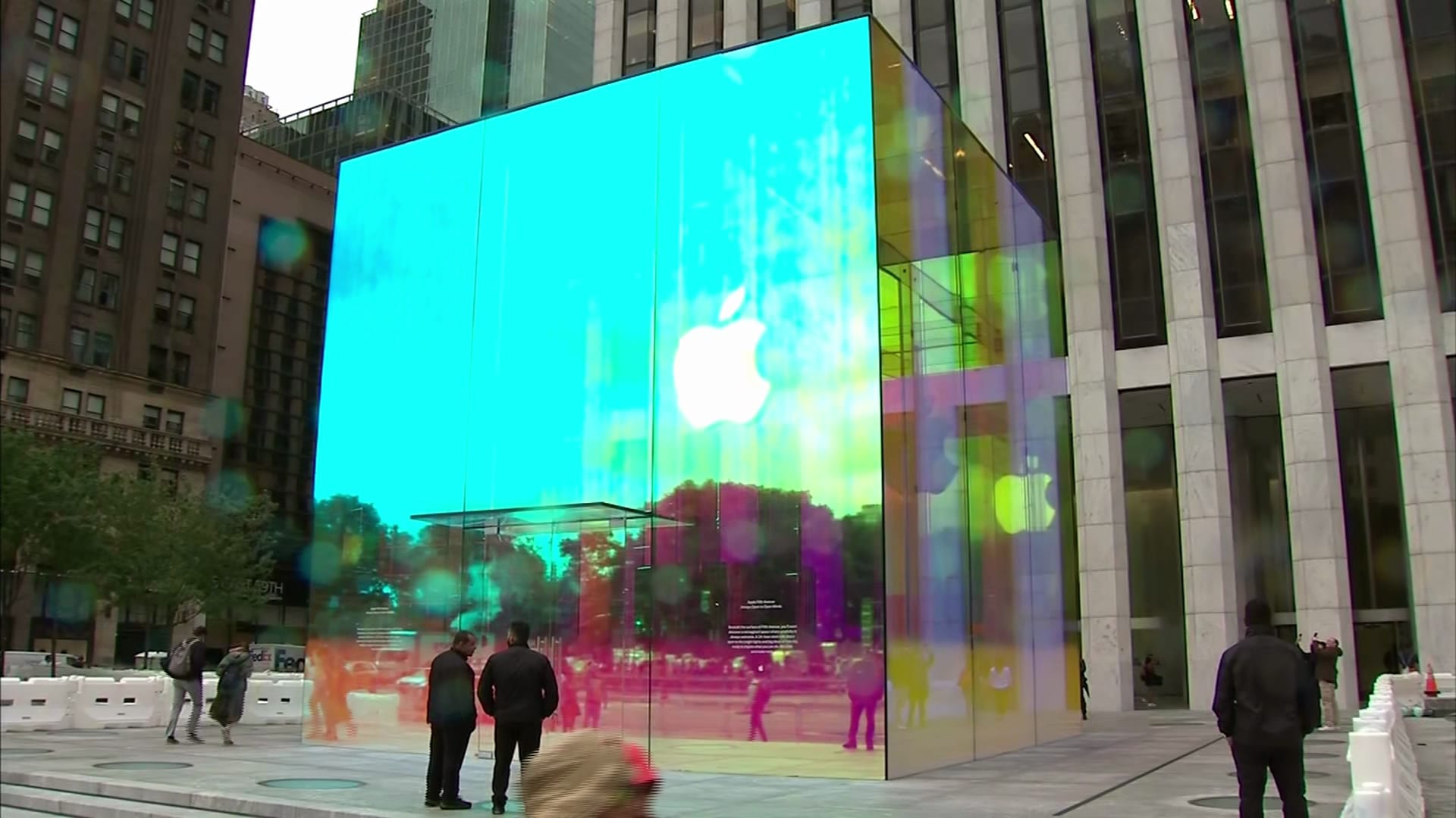 Apple New York flagship store renovated as rainbow cube